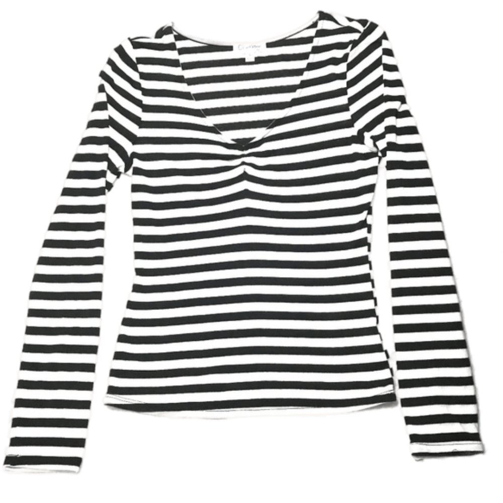 Olsenboye V-Neck Striped Long Sleeve S